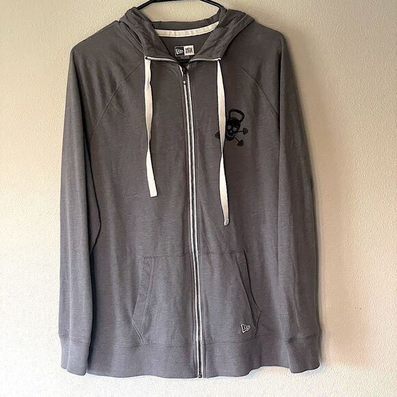 New Era Gray Hooded Zip Up. Size Large. - Picture 1 of 3
